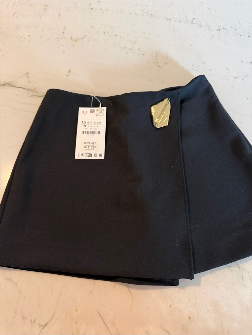 Zara Black Skort with Gold Accent